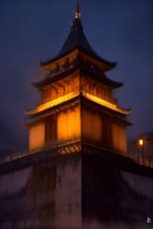 韩国悬疑剧情电影剧照，男主角在雨中站立凝视远方，城市霓虹灯光在积水中倒影，孤独压抑氛围